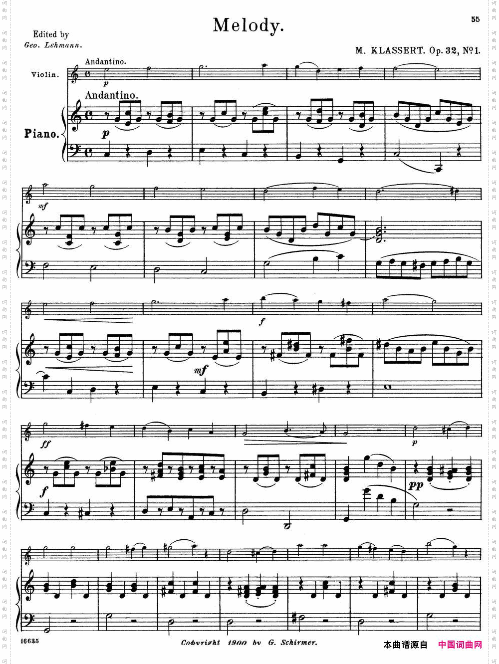 25首小提琴曲合集：Melody.M.KLASSERT.Op.32，No.1小提琴+钢琴伴奏_25首小提琴曲合集：Melody.M. KLASSERT. Op.32，No.1小提琴+钢琴伴奏