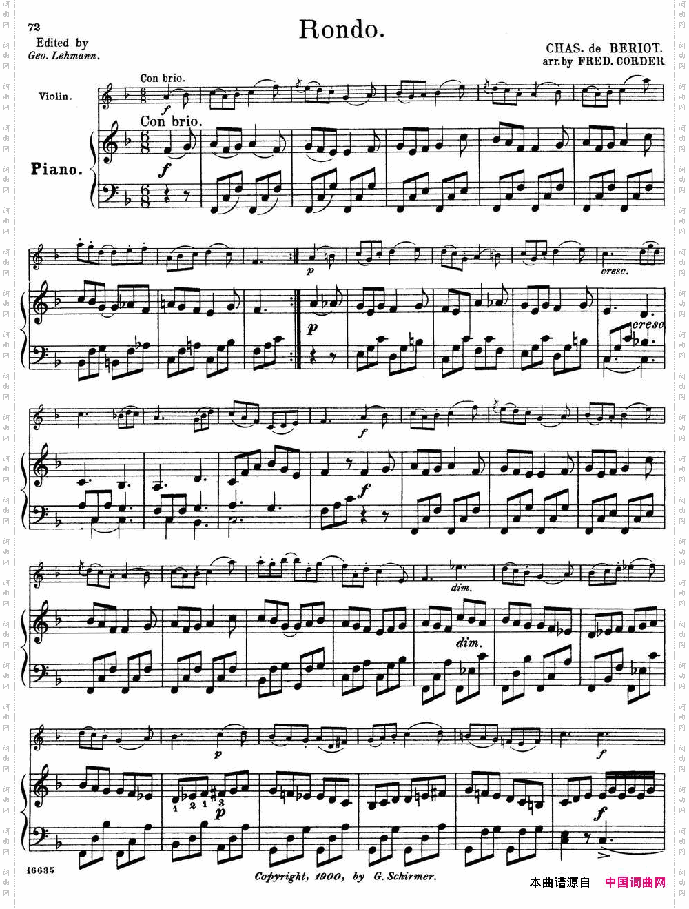 25首小提琴曲合集:Rondo小提琴+钢琴伴奏