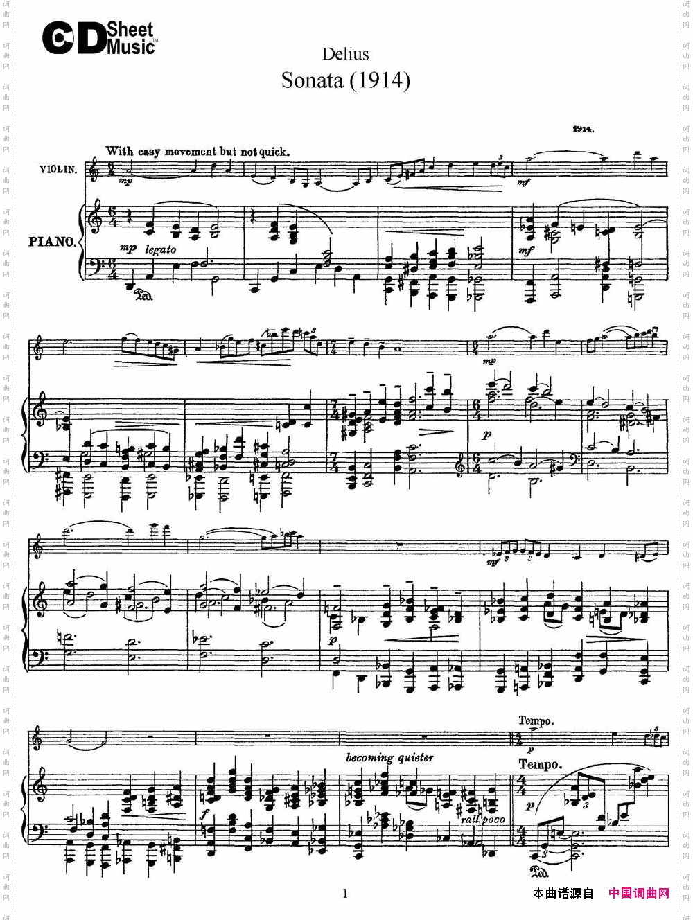 DeliusSonata小提琴+钢琴伴奏_Delius Sonata小提琴+钢琴伴奏