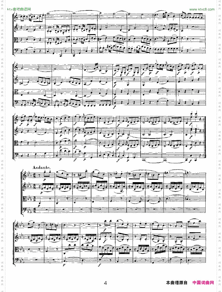 QuartetNo.4inCMajor,K.157C大调第四弦乐四重奏