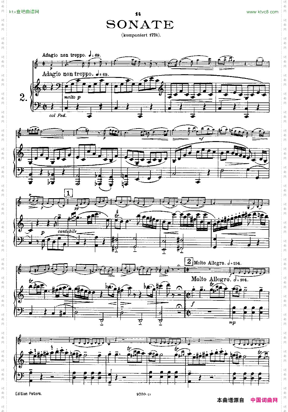 Mozart-ViolinSonataNo.2,KV.303第二小提琴奏鸣曲