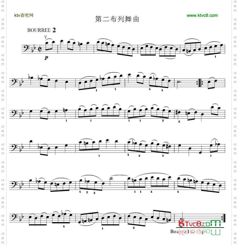 第一布列舞曲大提琴谱
