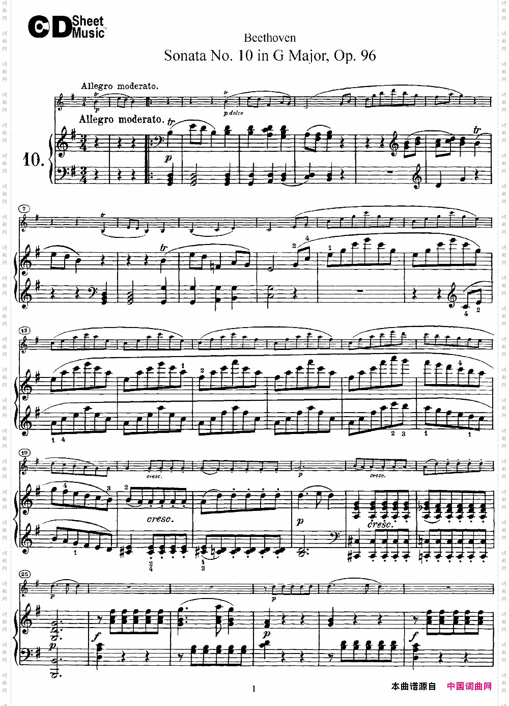 ViolinSonataNo.10inGMajorOp.96小提琴+钢琴伴奏_Violin Sonata No.10 in G Major Op.96小提琴+钢琴伴奏