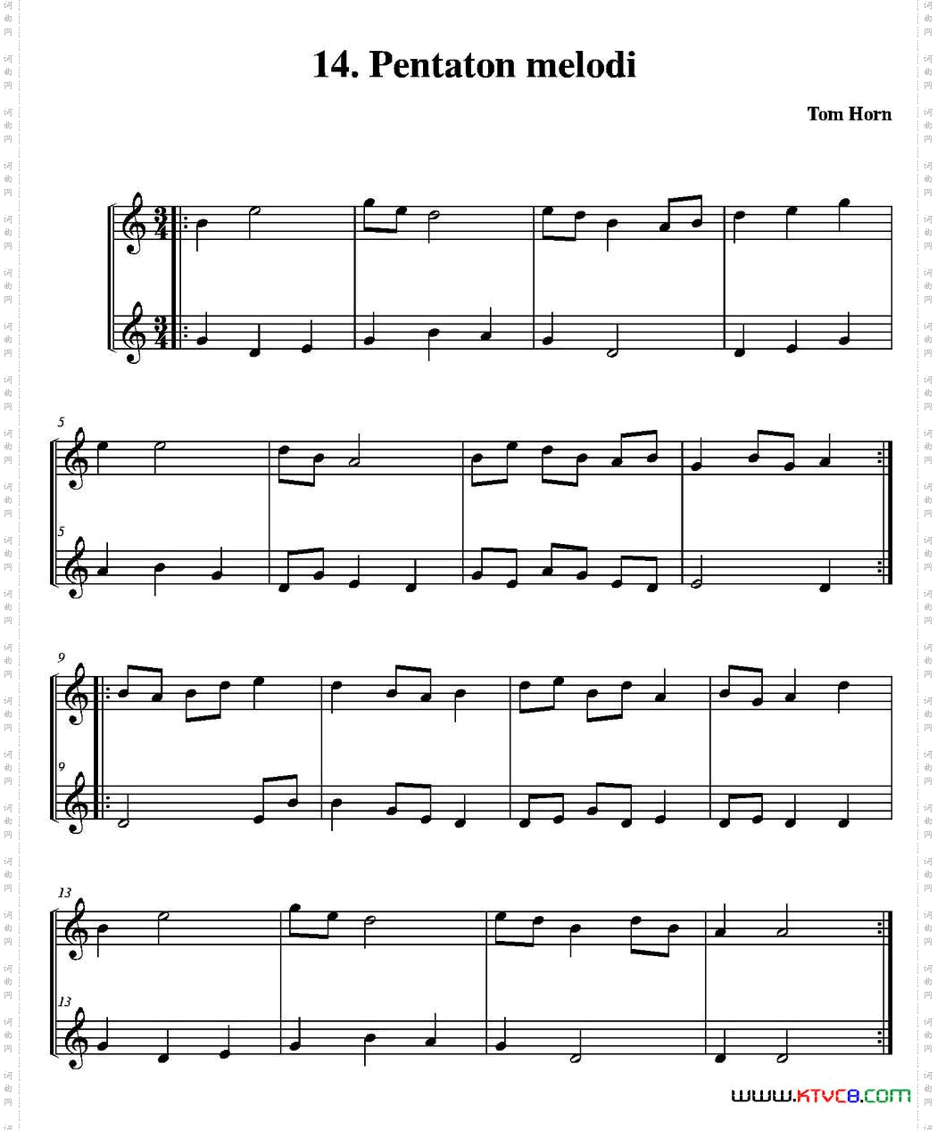 Pentatonmelodi简易二重奏_Pentaton melodi简易二重奏