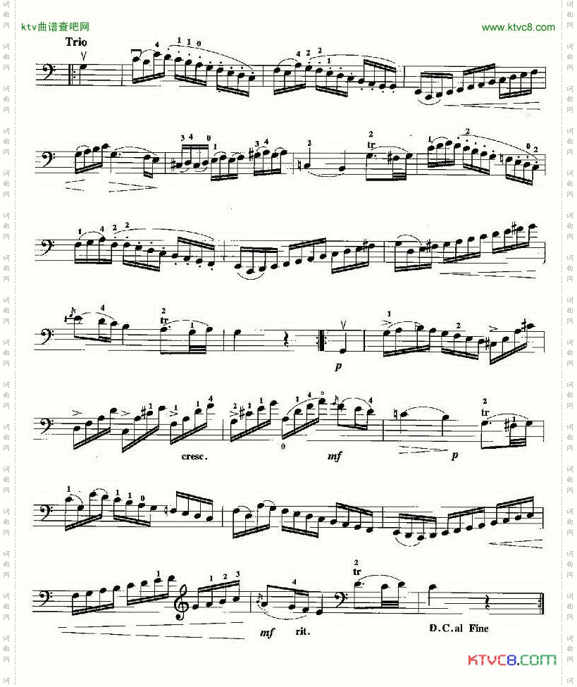 小步舞曲莫扎特作曲版、大提琴独奏谱