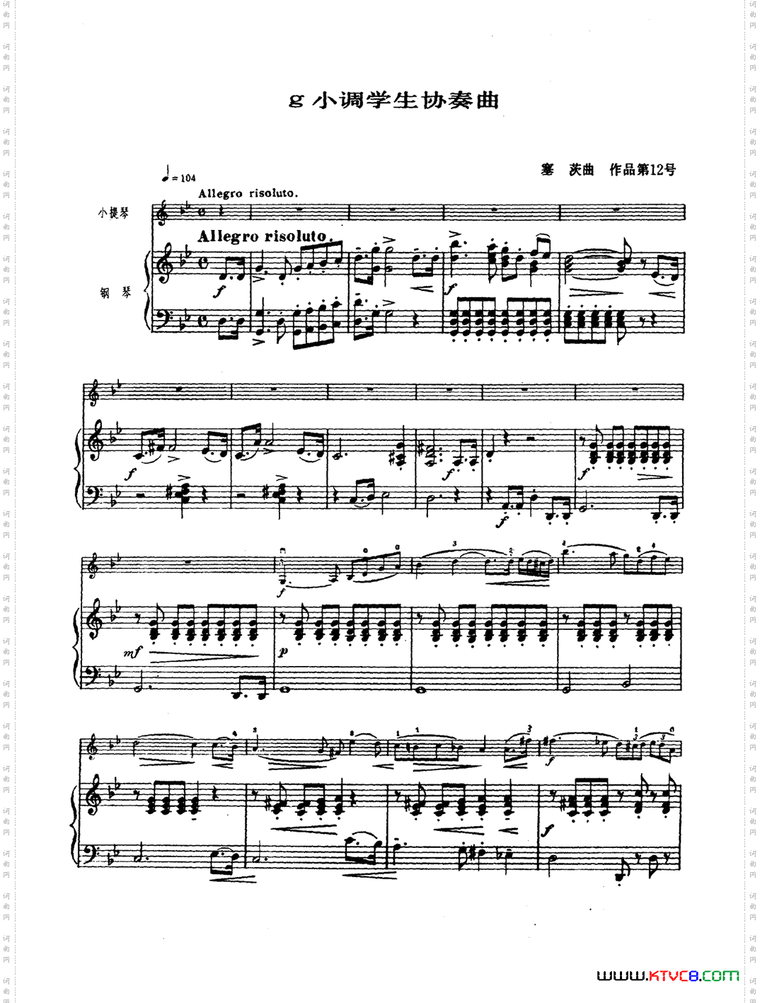 g小调学生协奏曲塞茨作品第12号