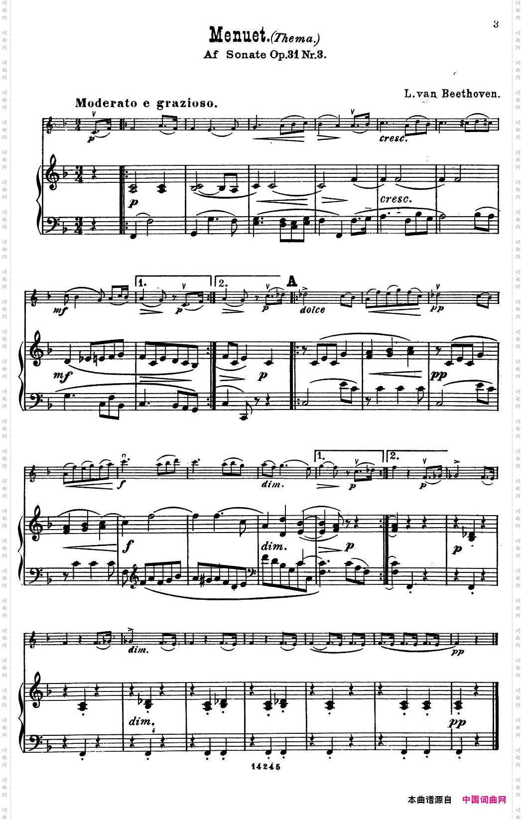 Monuet.Thema.小提琴+钢琴伴奏