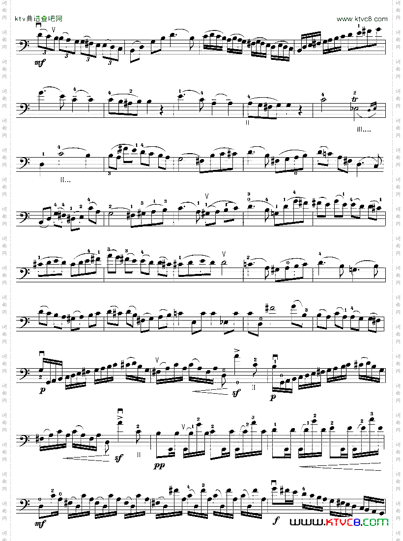 大调奏鸣曲大提琴谱