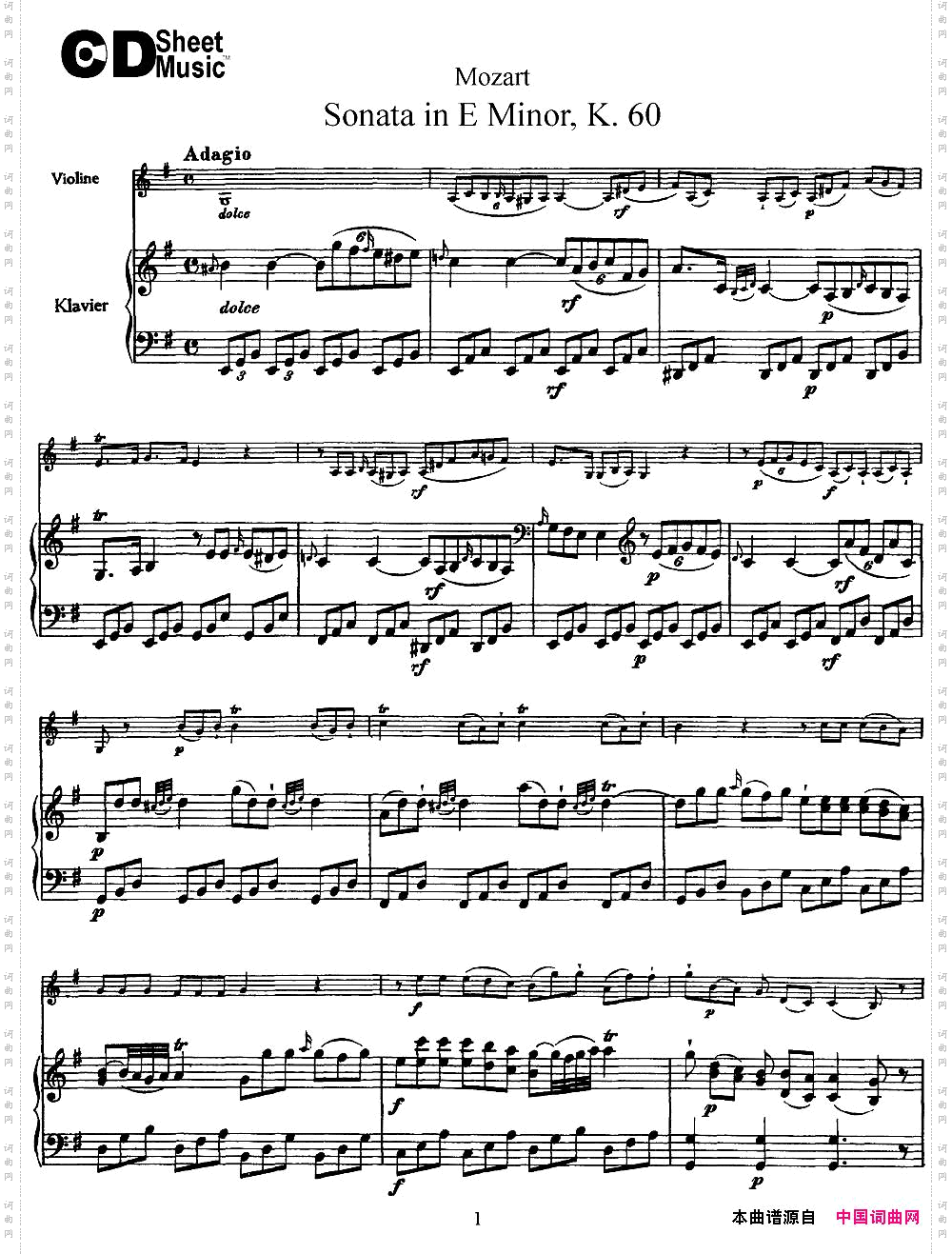 ViolinSonatainEMinorK.60小提琴+钢琴伴奏_Violin Sonata in E Minor K.60小提琴+钢琴伴奏