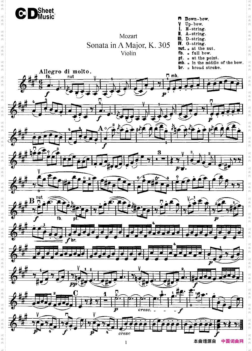 ViolinSonatainAMajorK.305