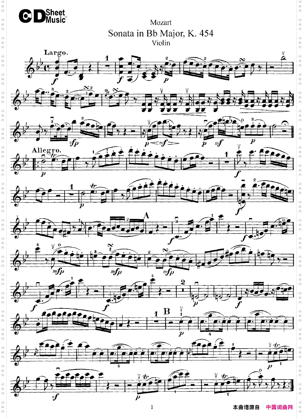 ViolinSonatainBbMajorK.454