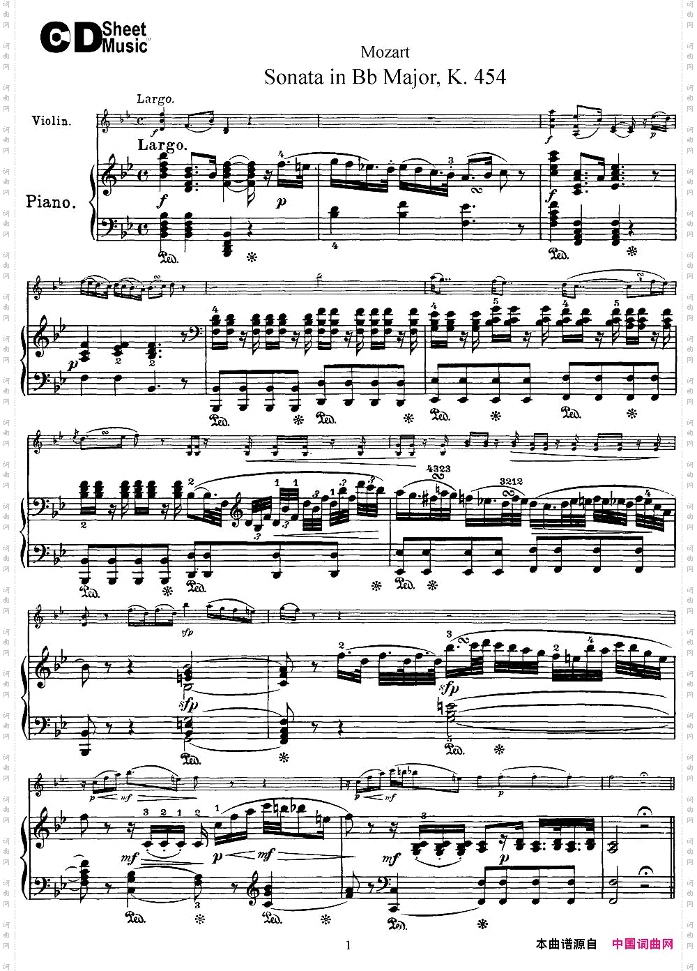 ViolinSonatainBbMajorK.454小提琴+钢琴伴奏_Violin Sonata in Bb Major K.454小提琴+钢琴伴奏