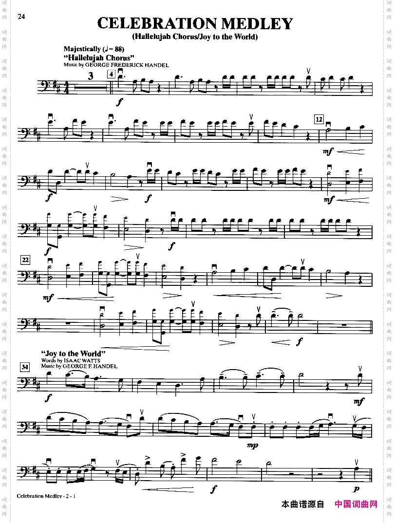 CELEBRATIONMEDLEY大提琴分谱_CELEBRATION MEDLEY大提琴分谱