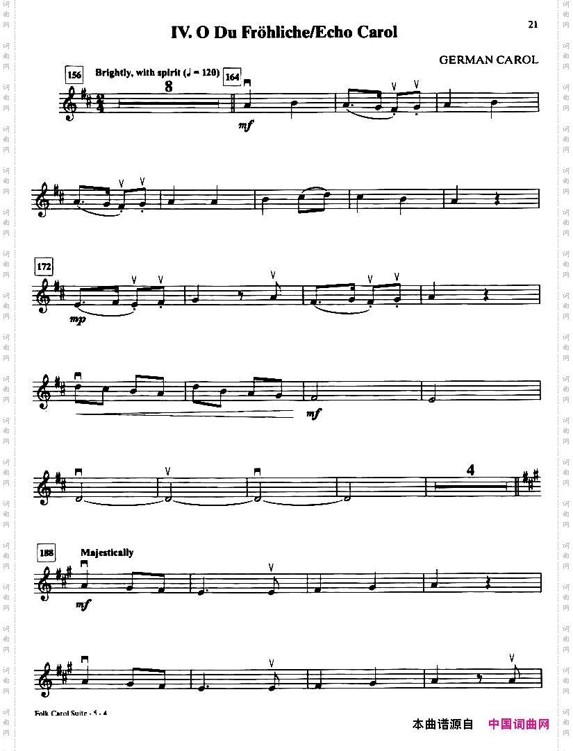 IV·ODUFROHLICHE／ECHOCAROL小提琴分谱_IV·O DU FROHLICHE／ECHO CAROL小提琴分谱
