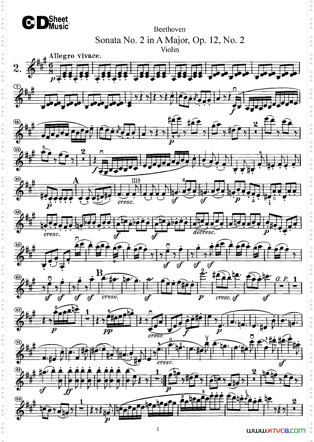 A大调第二小提琴奏鸣曲SonataNo·2inAMajo-rOp·12,No·2_A大调第二小提琴奏鸣曲Sonata No·2 in A Majo-r Op·12,No·2