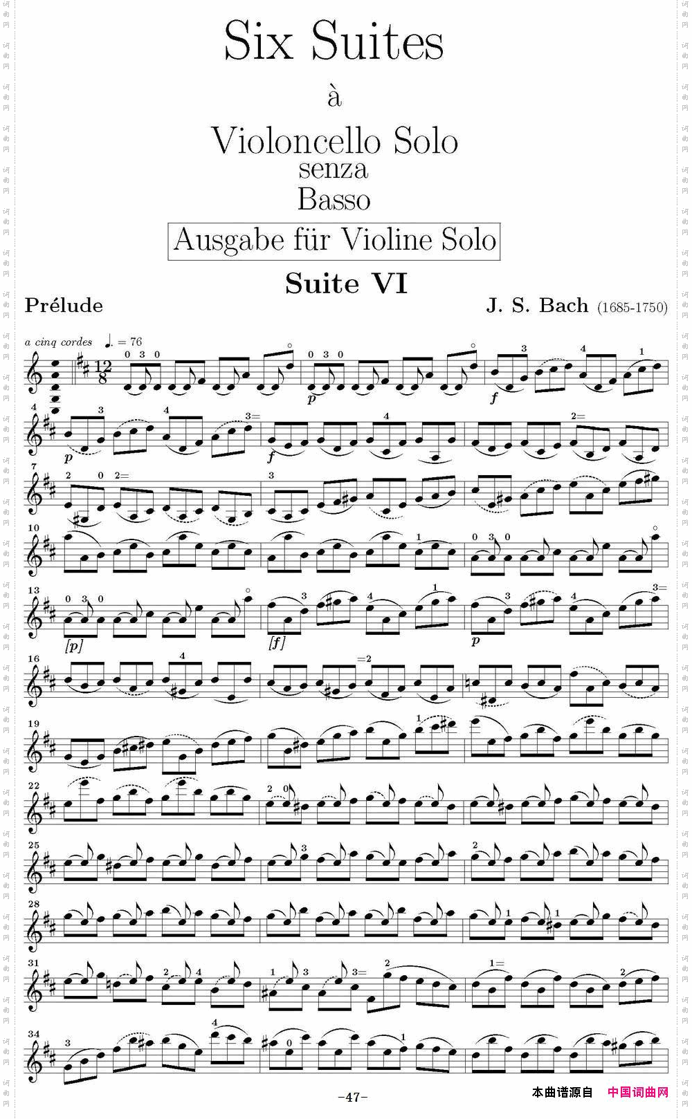 SixSuiteViolincelloSolosenzaBassoSuiteVI6首无伴奏大提琴组曲之六_Six Suite Violincello Solo senza BassoSuite VI6首无伴奏大提琴组曲之六