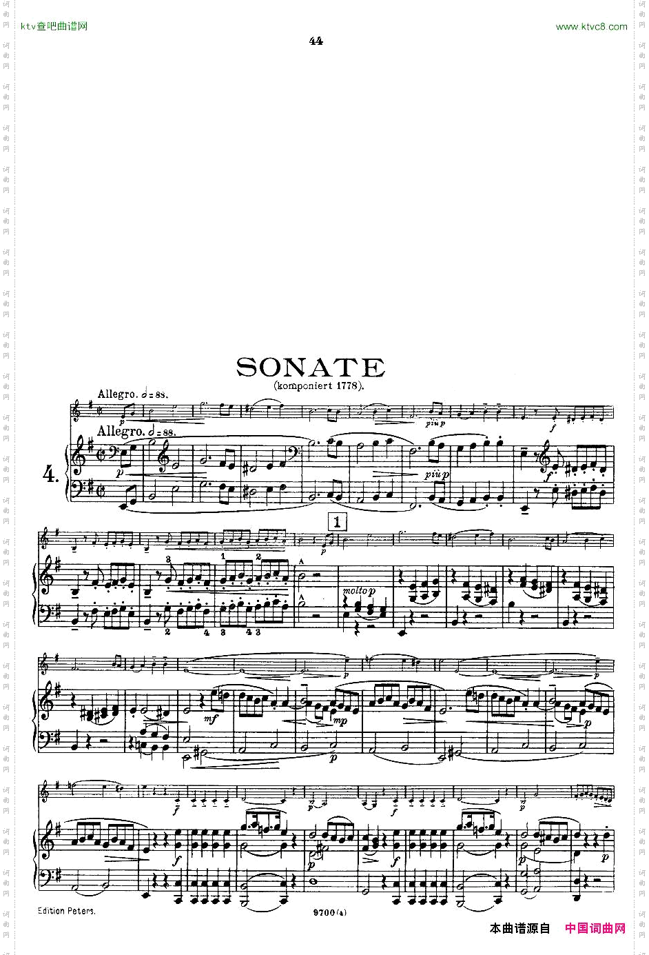 Mozart-ViolinSonataNo.4,KV.304第四小提琴奏鸣曲