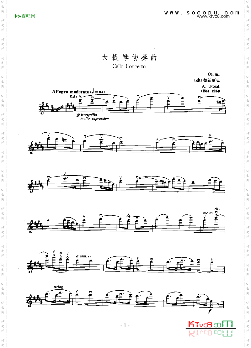 大提琴协奏曲—独奏弦乐类小提琴