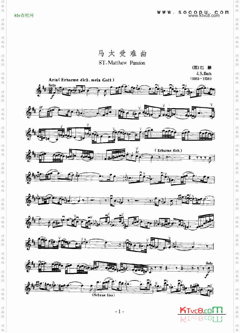 马太受难曲—独奏弦乐类小提琴