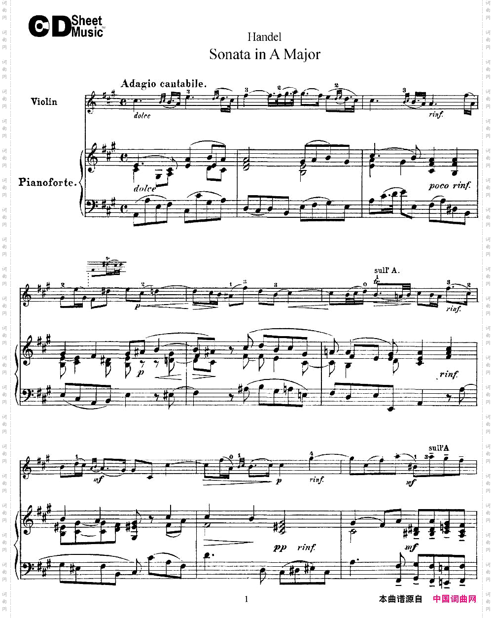 ViolinSonataNo.1inAmajor小提琴+钢琴伴奏_Violin Sonata No.1 in A major小提琴+钢琴伴奏