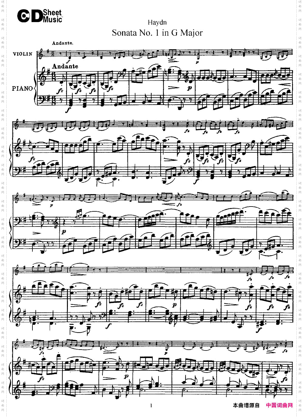ViolinSonataNo.1inGMajor小提琴+钢琴伴奏_Violin Sonata No.1 in G Major小提琴+钢琴伴奏
