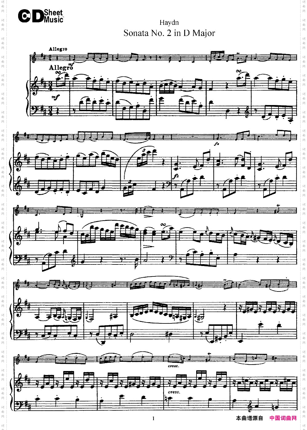 ViolinSonataNo.2inDMajor小提琴+钢琴伴奏_Violin Sonata No.2 in D Major小提琴+钢琴伴奏