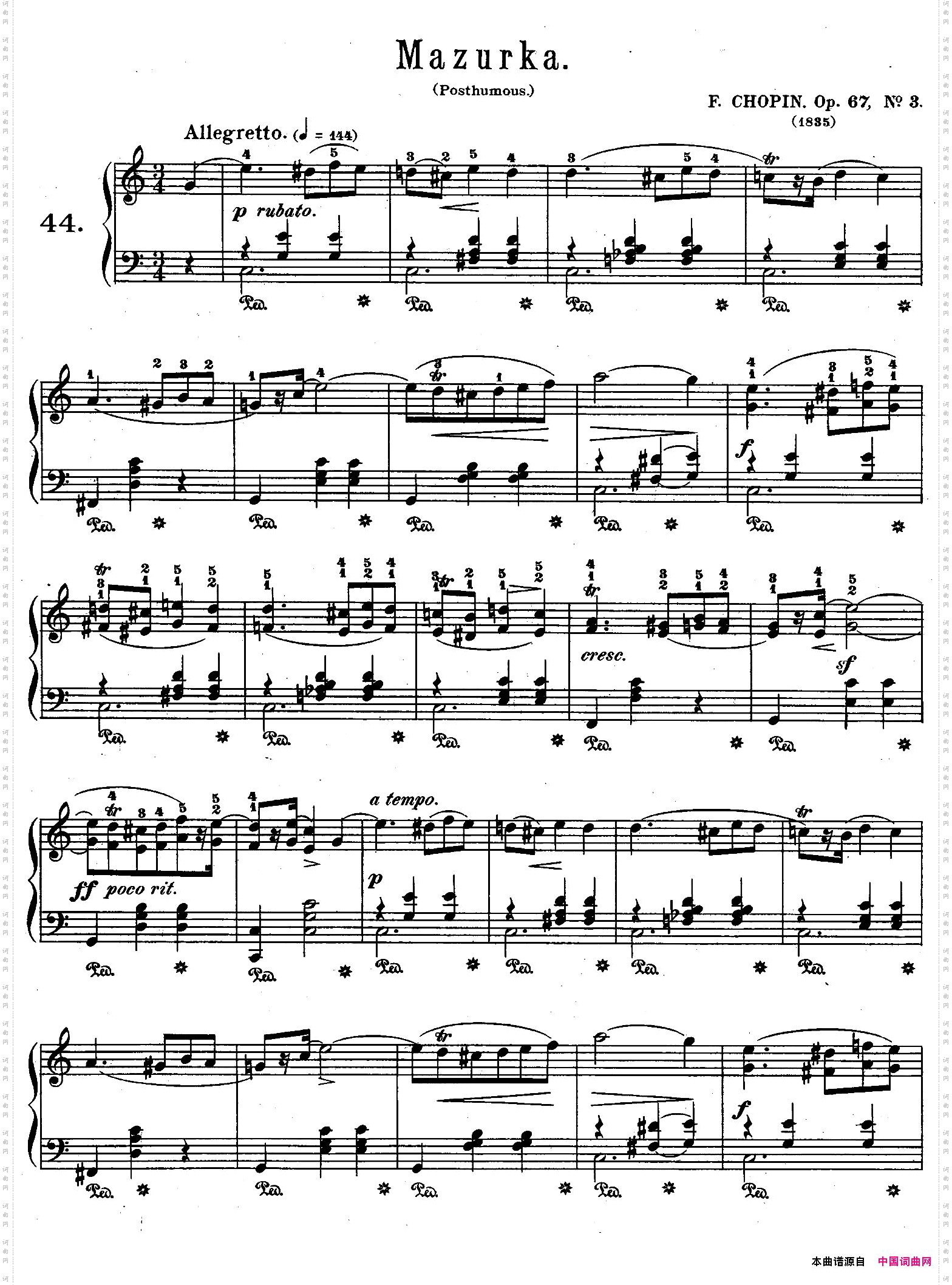 QuatreMazurkasOp.67Op.34首玛祖卡舞曲·3_Quatre Mazurkas Op.67 Op.34首玛祖卡舞曲·3