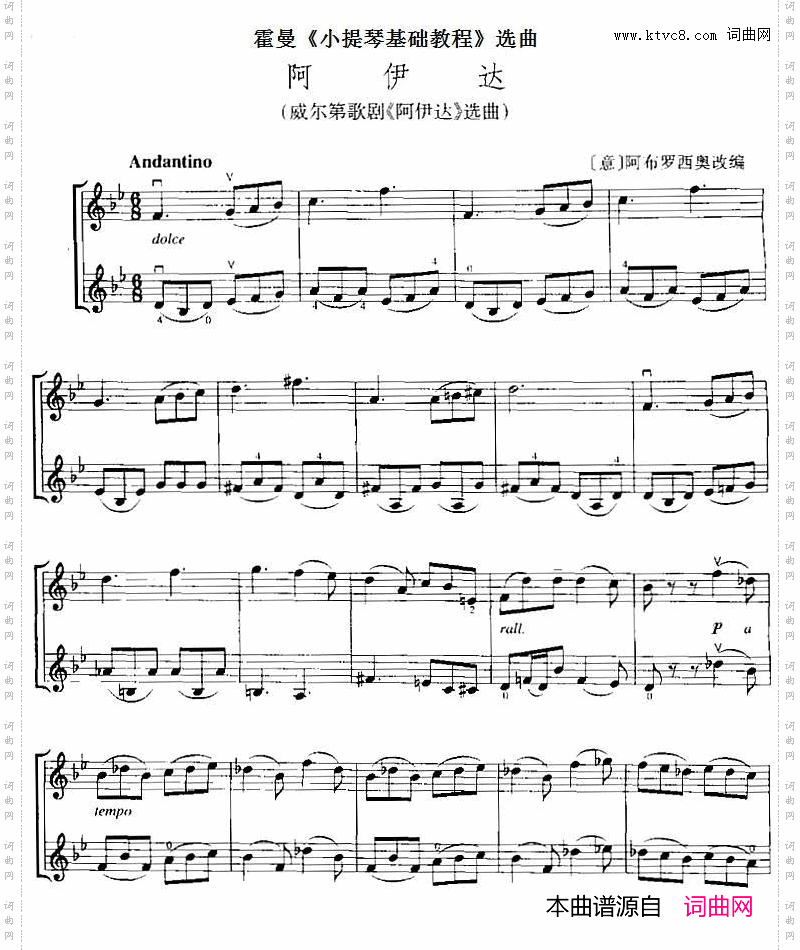 霍曼《小提琴基础教程》选曲：阿伊达二重奏