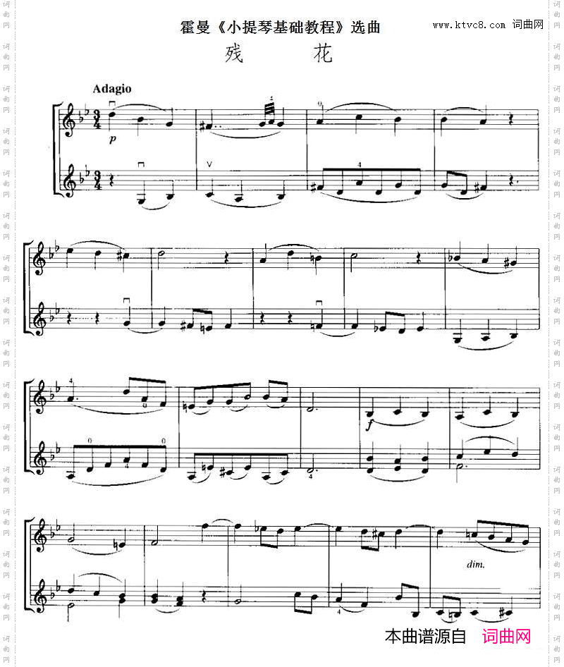霍曼《小提琴基础教程》选曲：残花二重奏