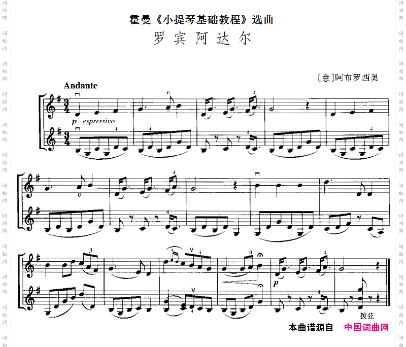 霍曼《小提琴基础教程》选曲：罗宾阿达尔二重奏
