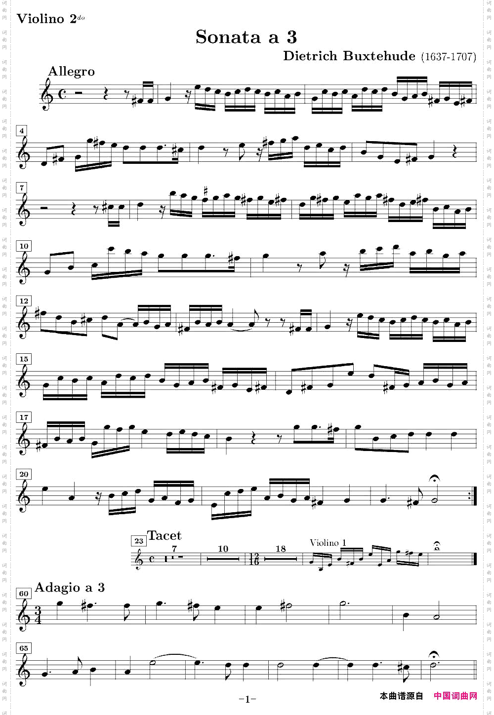SonataNo.3第三号小提琴奏鸣曲Violino2分谱_Sonata No.3第三号小提琴奏鸣曲Violino 2分谱