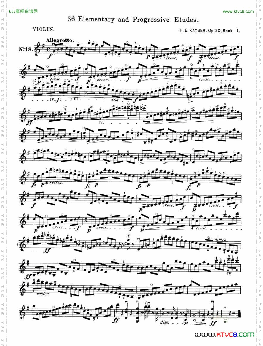 开塞KAYSER36首小提琴练习曲16-25