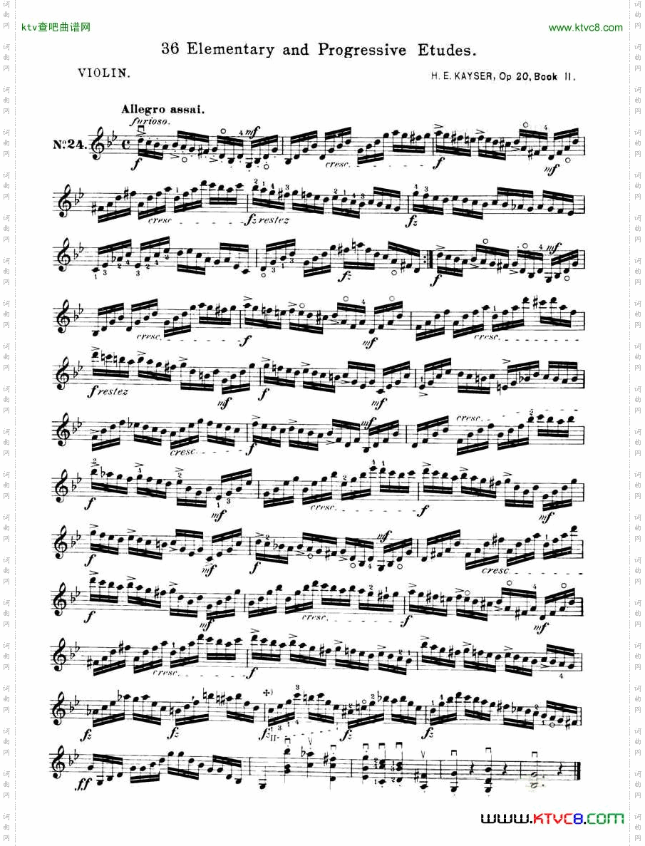 开塞KAYSER36首小提琴练习曲16-25