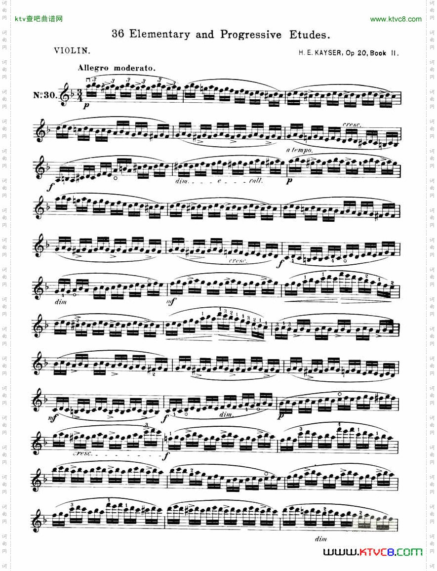 开塞KAYSER36首小提琴练习曲26-36