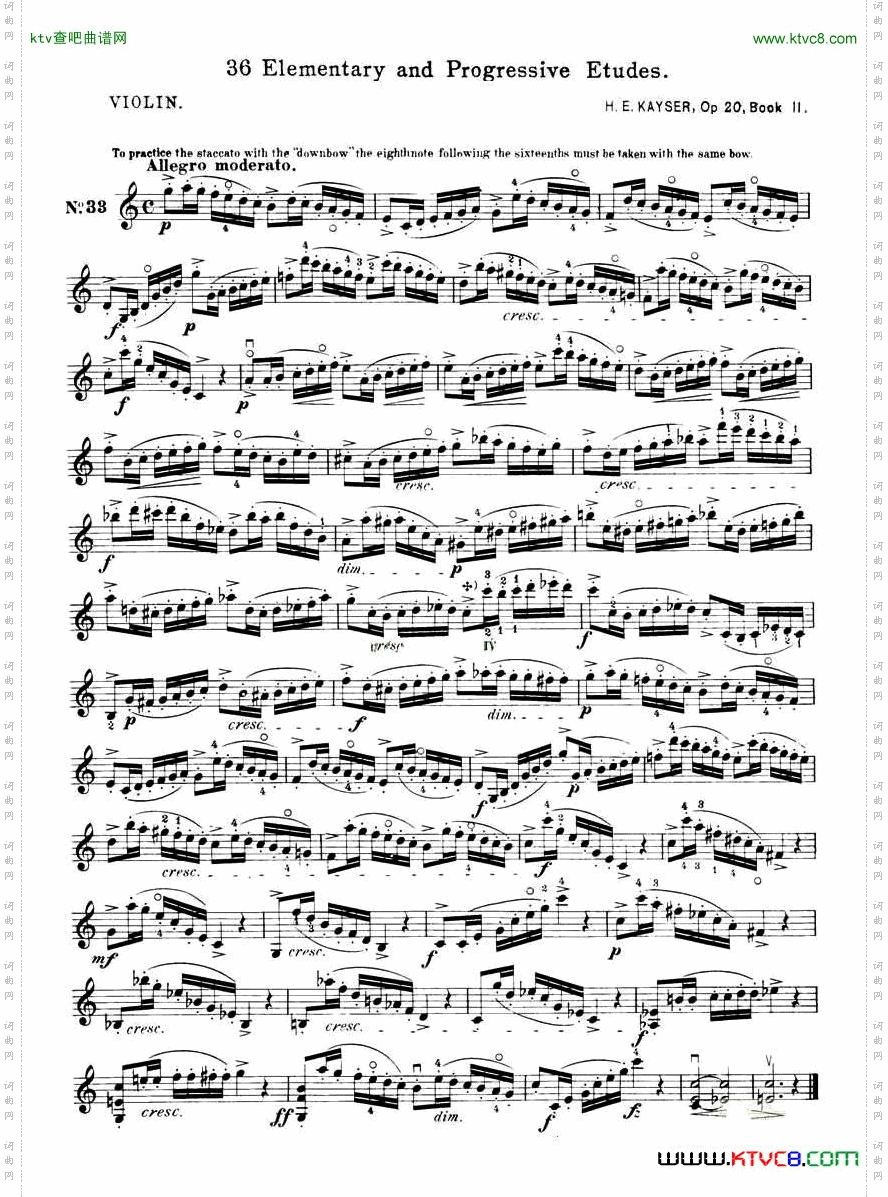 开塞KAYSER36首小提琴练习曲26-36