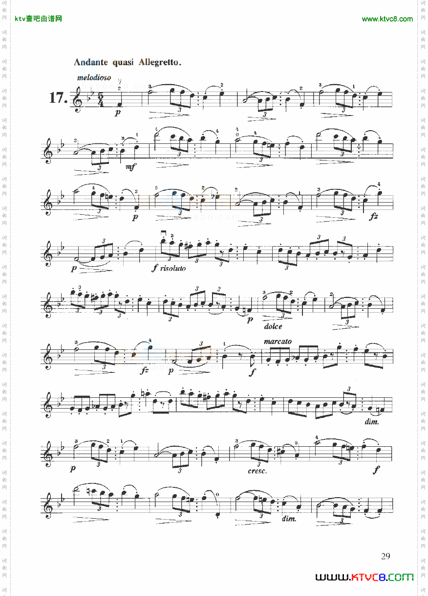 开塞小提琴练习曲36首弦乐类小提琴21-40