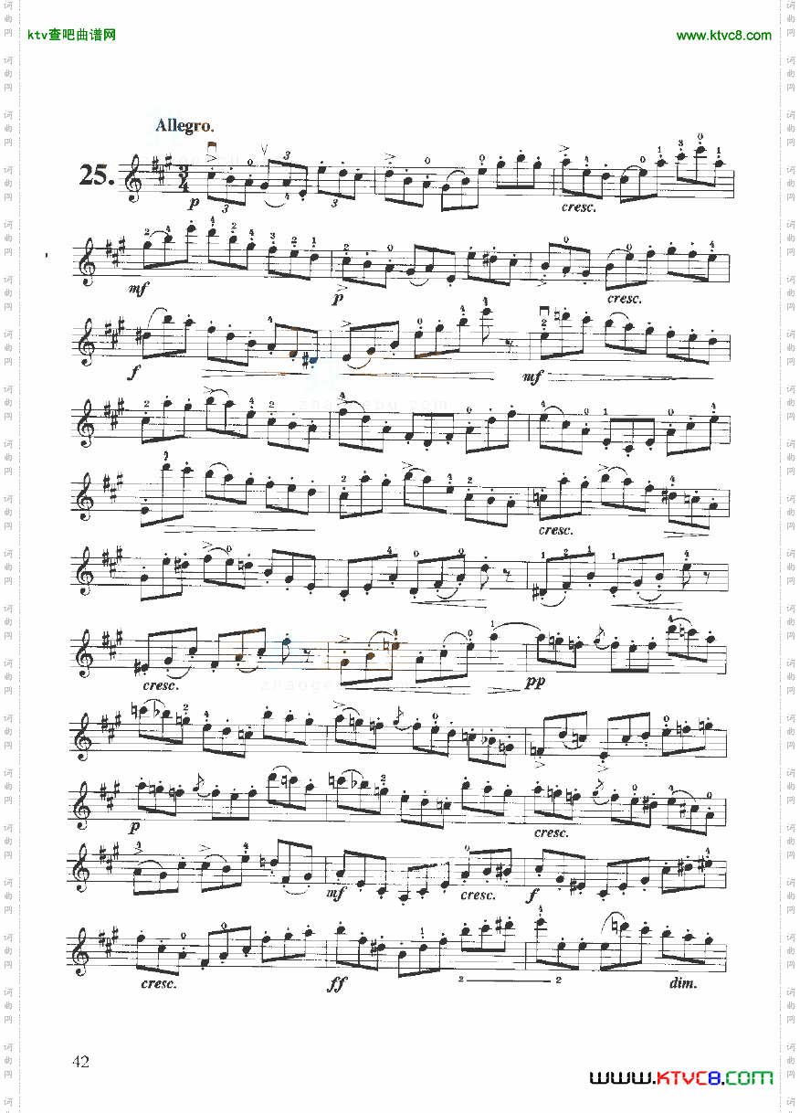 开塞小提琴练习曲36首弦乐类小提琴41-60