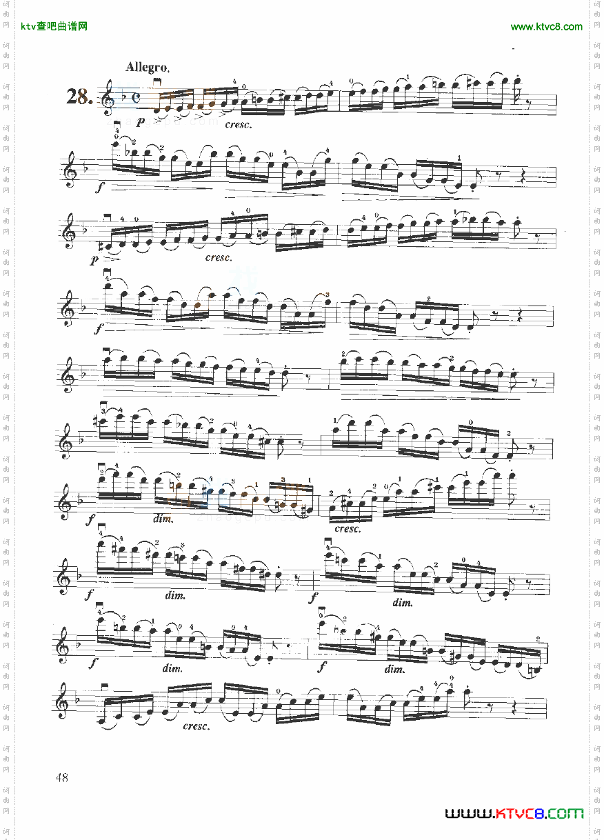 开塞小提琴练习曲36首弦乐类小提琴41-60