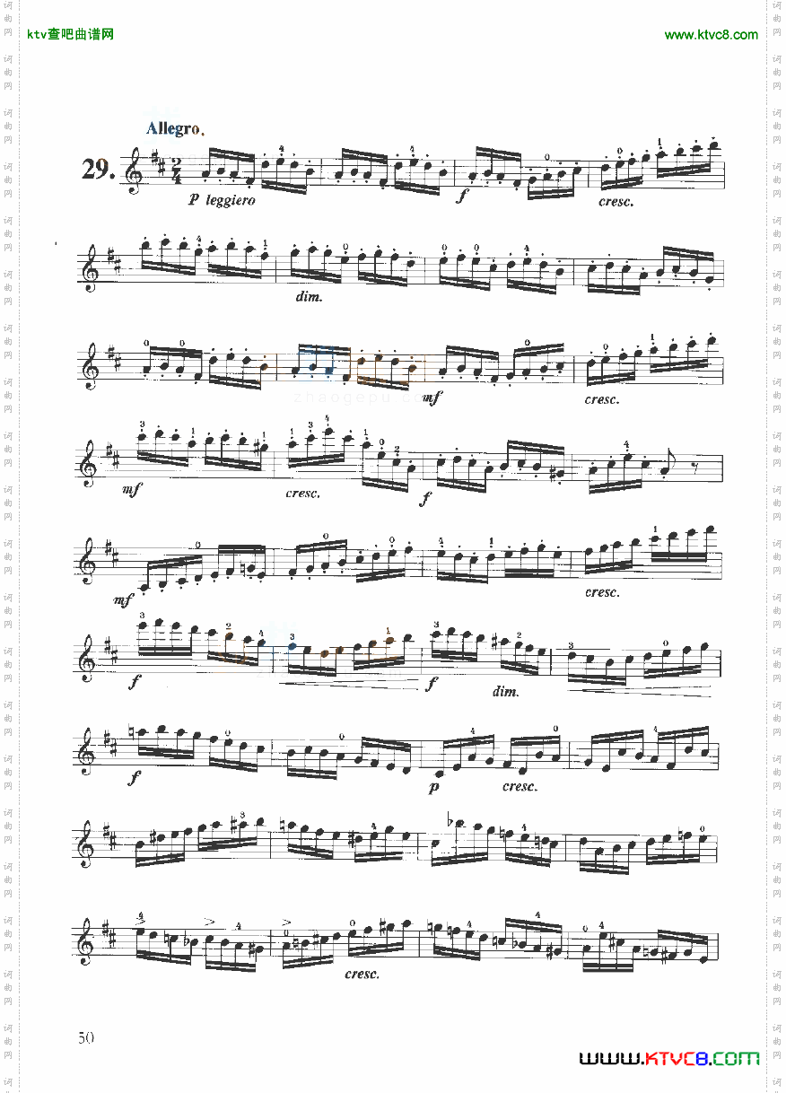 开塞小提琴练习曲36首弦乐类小提琴41-60