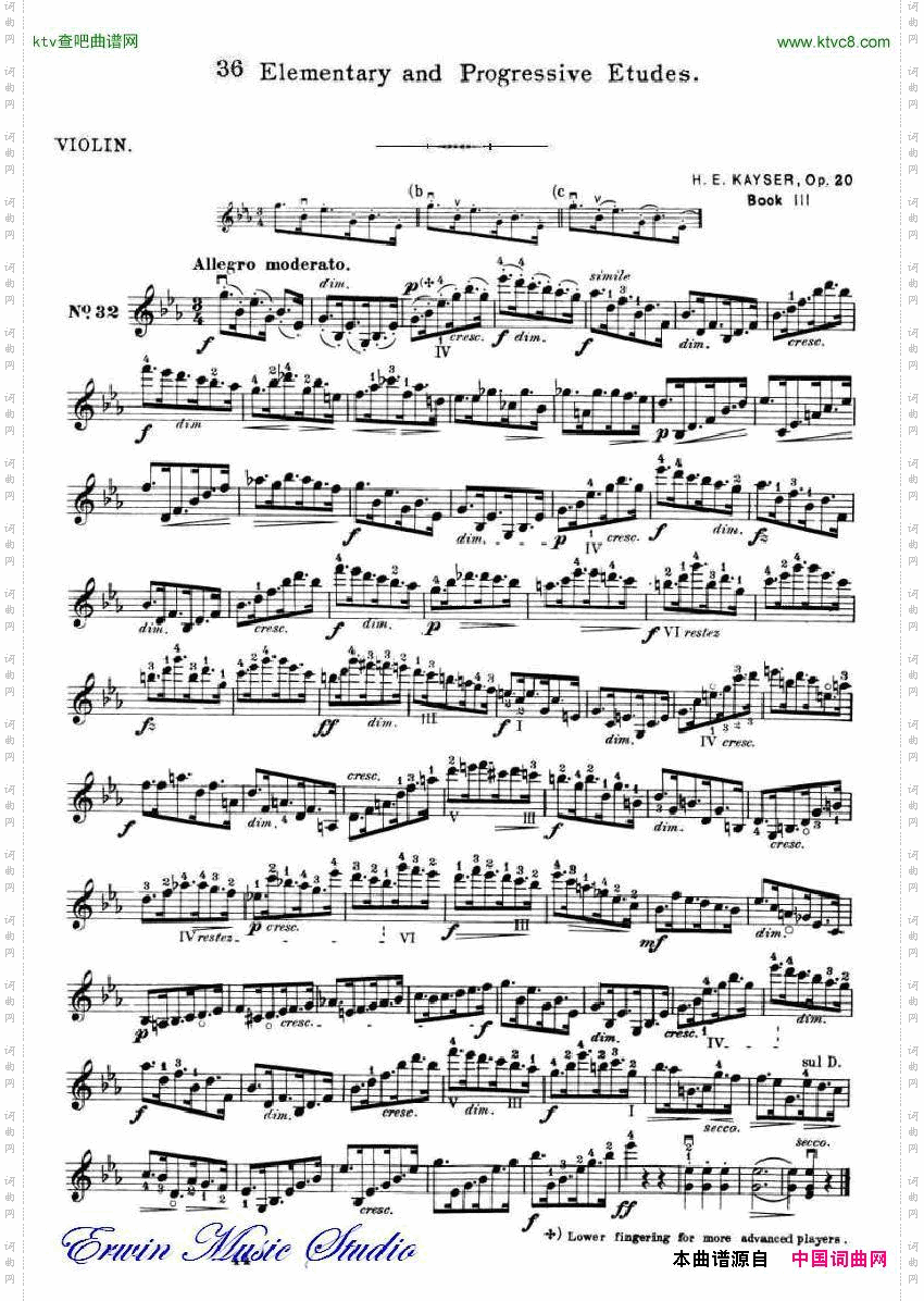 开塞-36首小提琴练习曲作品.20Kayser,36ElementaryandProgressiveEtudesOp.2028-36
