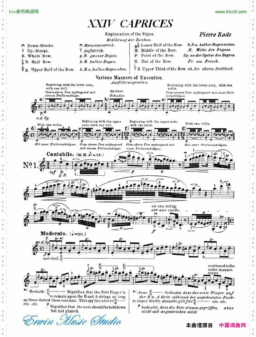 罗德-24首练习曲PierreRode,24StudiPerviolino01-08