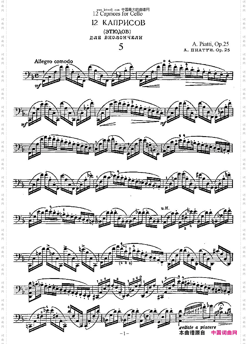 PIATTI12Caprices之5大提琴