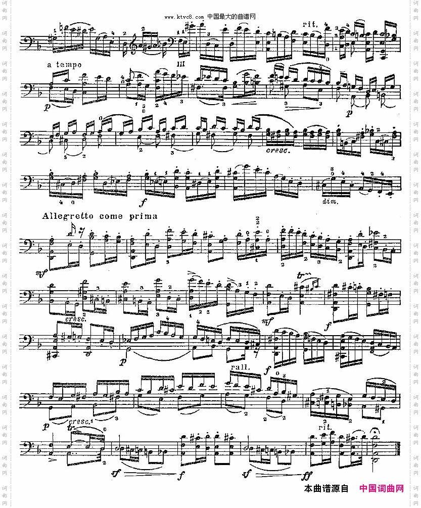 PIATTI12Caprices之4大提琴