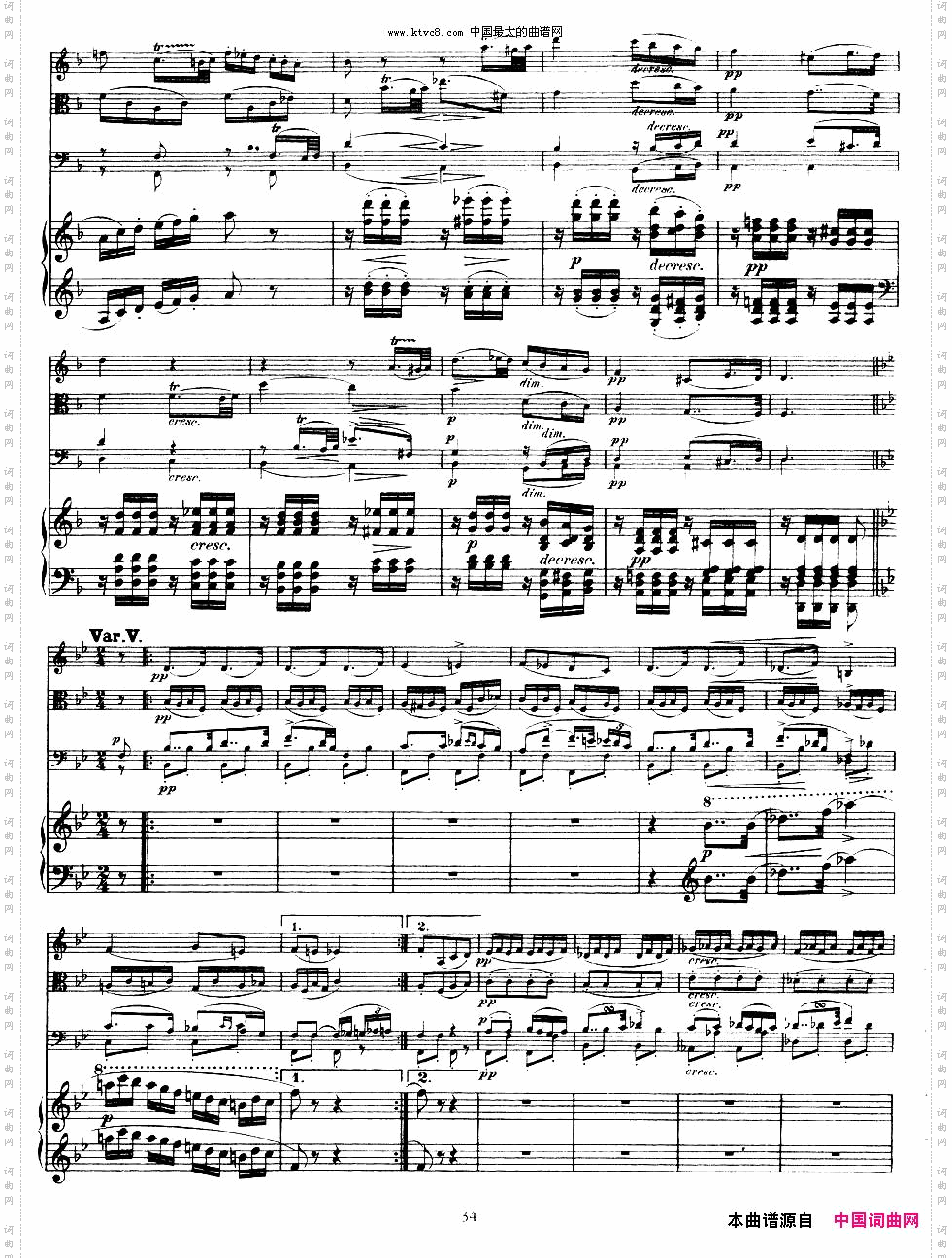 A大调鳟鱼五重奏P31—40弦乐+钢琴