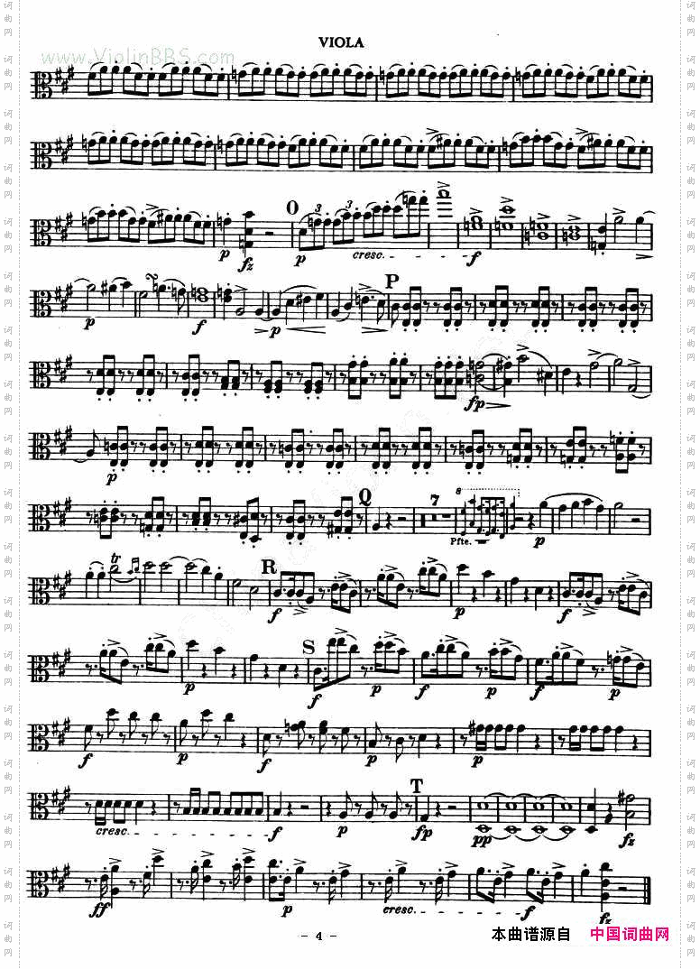 TROUT-QUARTET中提琴谱
