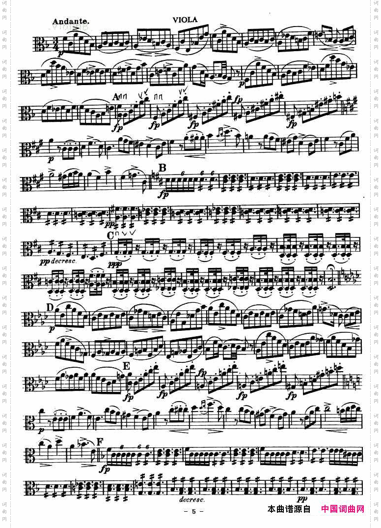 TROUT-QUARTET中提琴谱