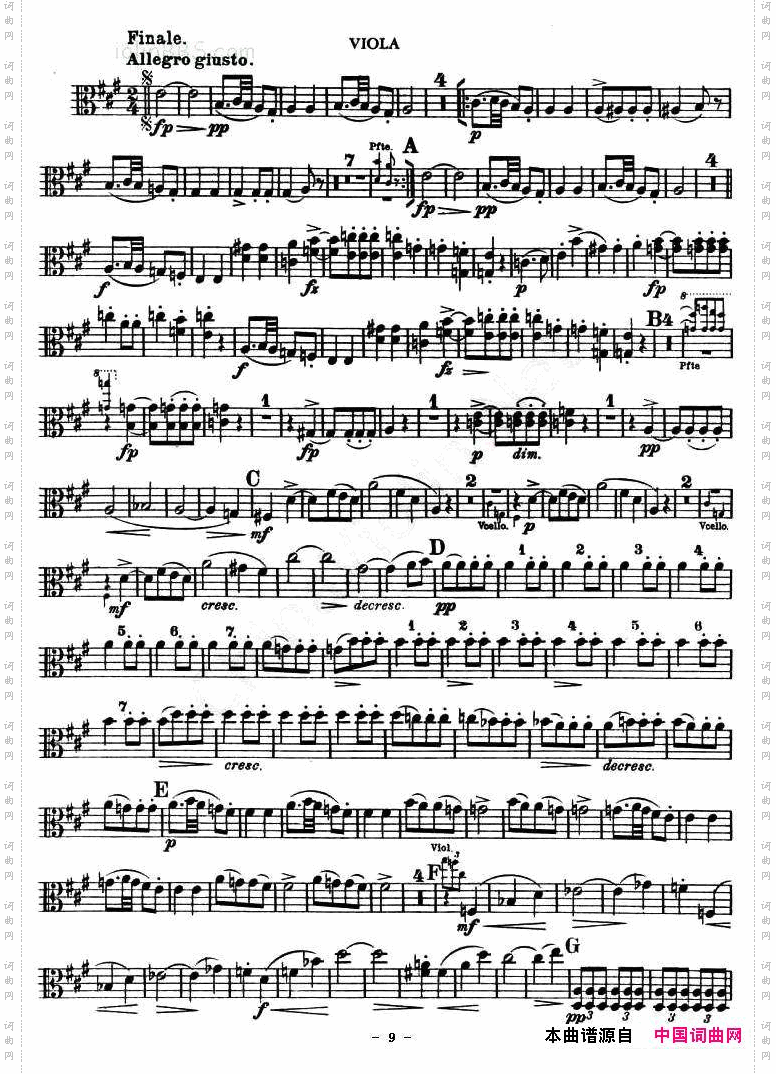 TROUT-QUARTET中提琴谱