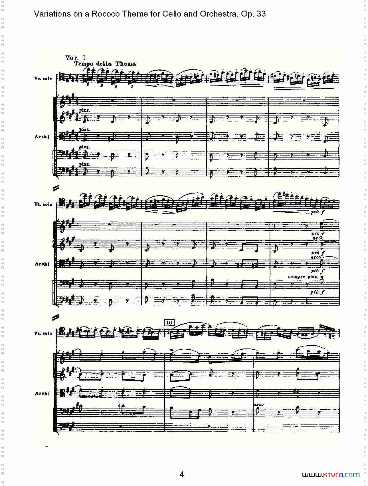 大提琴与管弦乐洛可可主题a小调变奏曲,Op.33一