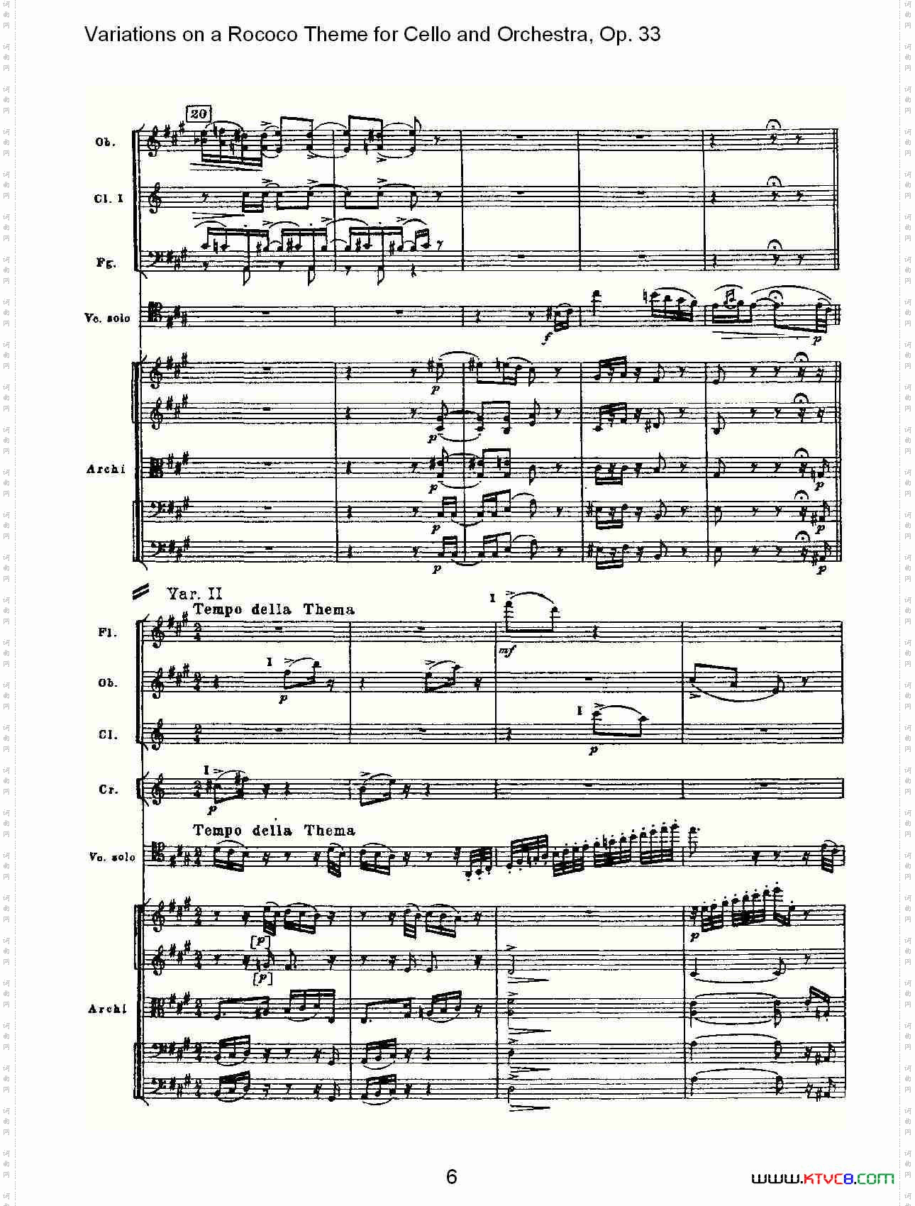 大提琴与管弦乐洛可可主题a小调变奏曲,Op.33一