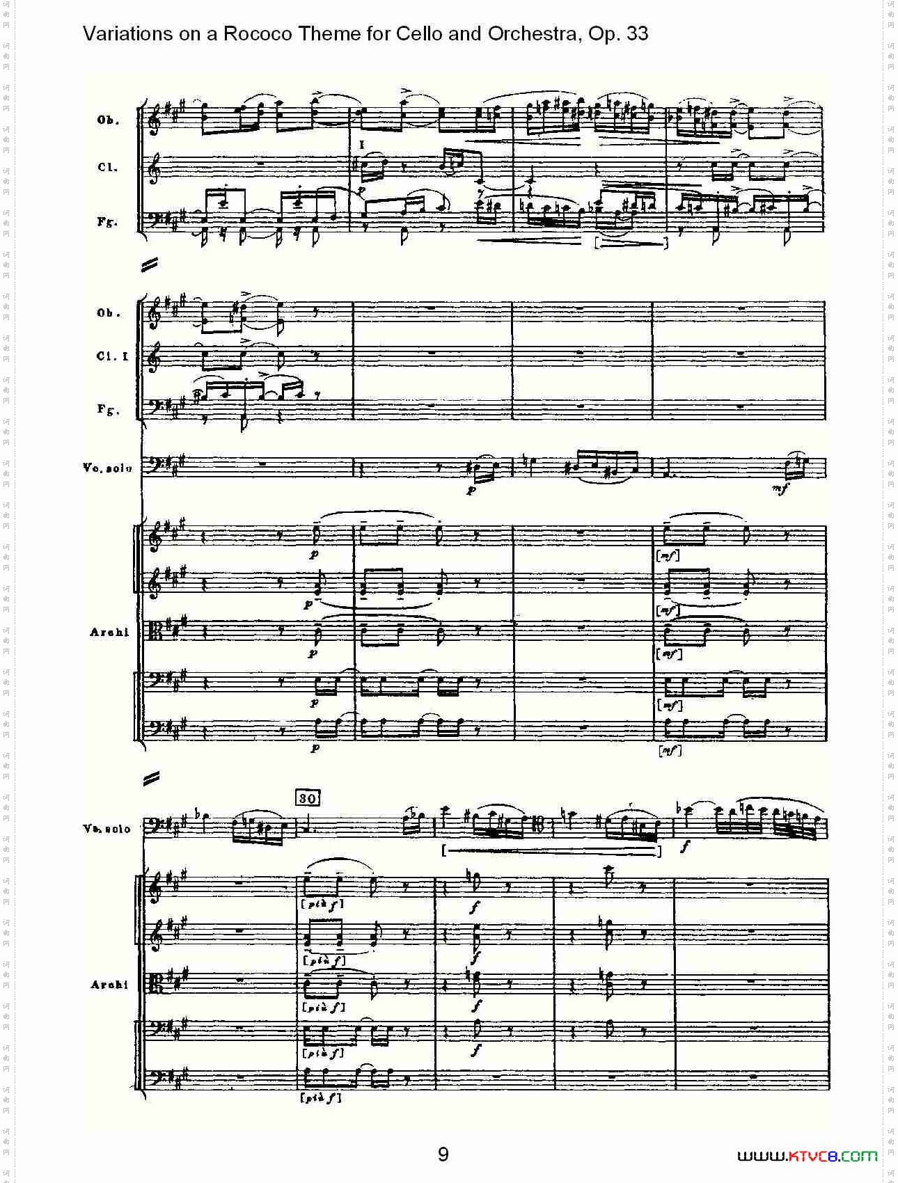大提琴与管弦乐洛可可主题a小调变奏曲,Op.33一